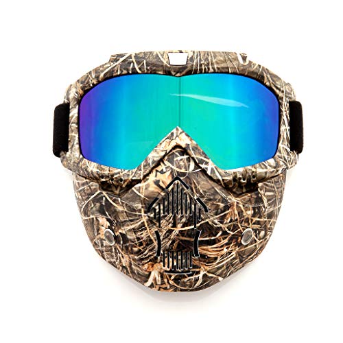 Professional Elite Motorcycle Helmet Goggles, Detachable Dust Mask, Fog-proof Warm Goggles Mouth Filter Adjustable Non-slip Strap Classic Face Mask for KTM Snowmobiling Motocross Dirt Bike (Coffee)