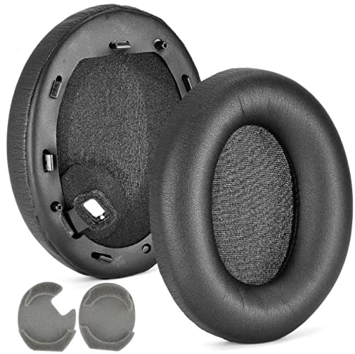 Yaowanguan Ear Pads Replacement Cushions for Sony WH-1000XM4 Headphones, Protein Leather Black Clip WH1000XM4 Earpads w/Foam 1 Pair