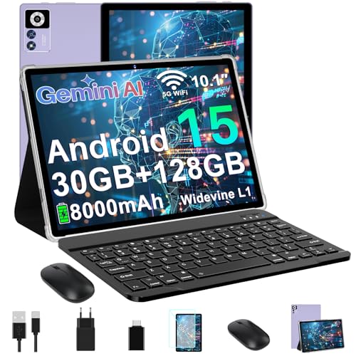 ZIOVO 2026 Neuest Android 15 Tablet 10.1 Zoll, 30GB RAM+128GB ROM+2TB TF, Gemini AI, 5G WLAN, Octa-Core 2.0GHz, Widevine L1, 8000mAh, BT 5.0, GPS, GMS