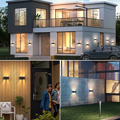 LED Wall Light Indoor/Outdoor with Motion Sensor, 24 W Wall Lamp, IP 65 Waterproof Outdoor Wall Light, 3000 K Warm White Wall Lighting, Modern Outdoor Light with Up Down Adjustable Beam Angle, Black