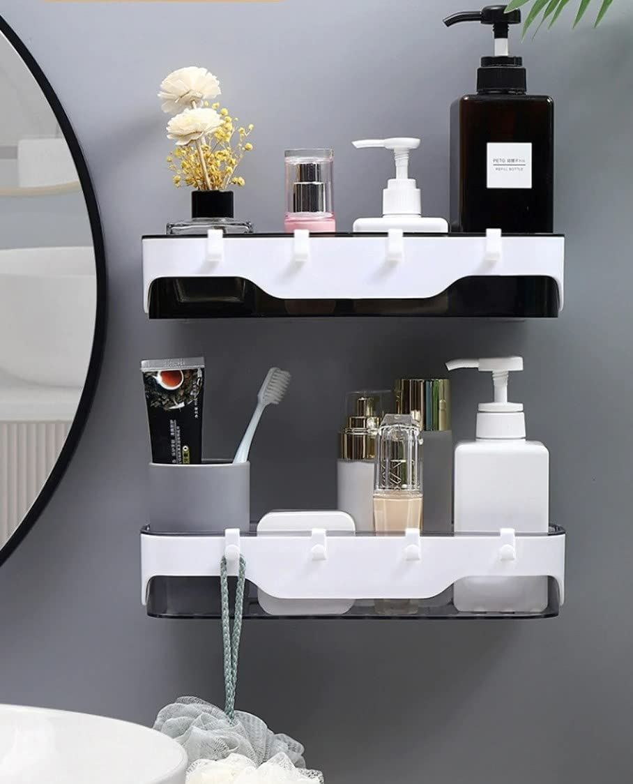 HOME CUBE 2 Pc ABS Plastic Multipurpose Kitchen Bathroom Shelf Wall
