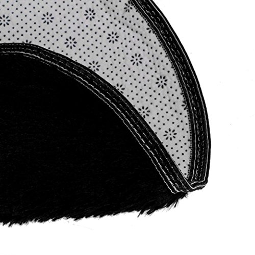 Vanvler Round Mat, Soft Bath Bedroom Floor Shower Non-slip Rug Pad 15.7 inch (Black)