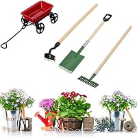 hwangli Miniature Dollhouse Working Accessories Shovel Rake Hoe 3Pcs