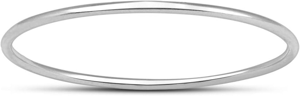 Skinny Thin Domed Stackable 14K White Gold Band (.75 mm)