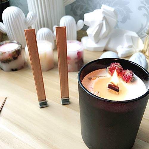 LTKJ 40pcs 6 Inch Wood Candle Wicks with Sustainer Tabs for Candle Making and Candle DIY