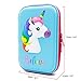 SOOCUTE Cute Unicorn Embossed Hardtop Pencil Case - Kids Large Colored Pen Holder Box With Compartments - Girls Cosmetic Pouch Bag Stationery Organizer (Light Blue)