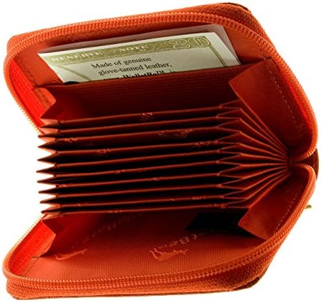 WalletBe Women's Croco Leather Accordion ID Wallet Small Orange