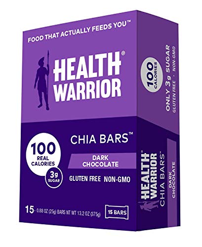 Health Warrior Chia Bars, Dark Chocolate, Gluten Free, Vegan, 25g bars, 15 Count