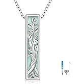 BEILIN Sterling Silver Vertical Bar Urn Necklace Urn Pendant Commemorative Ashes Souvenir Men Women's Necklace Cremation Jewelry