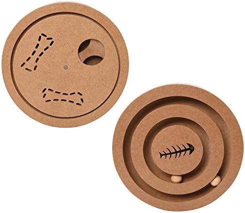 Interactive Fun IQ Puzzle for Dogs, Cats and Pets Food Treated Wooden Toy Game - 2 Sided Puzzle