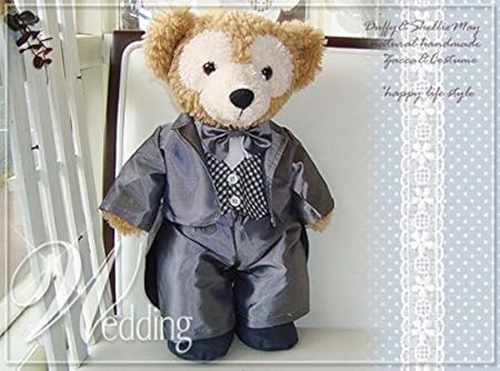 Amazon ダッフィーsサイズウエディングタキシードコスチューム 光沢グレー燕尾 14g ぬいぐるみ おもちゃ