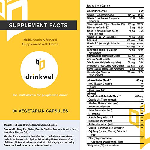 Drinkwel Hangover Supplement toGo Packets 20 Servings x 3 Capsules