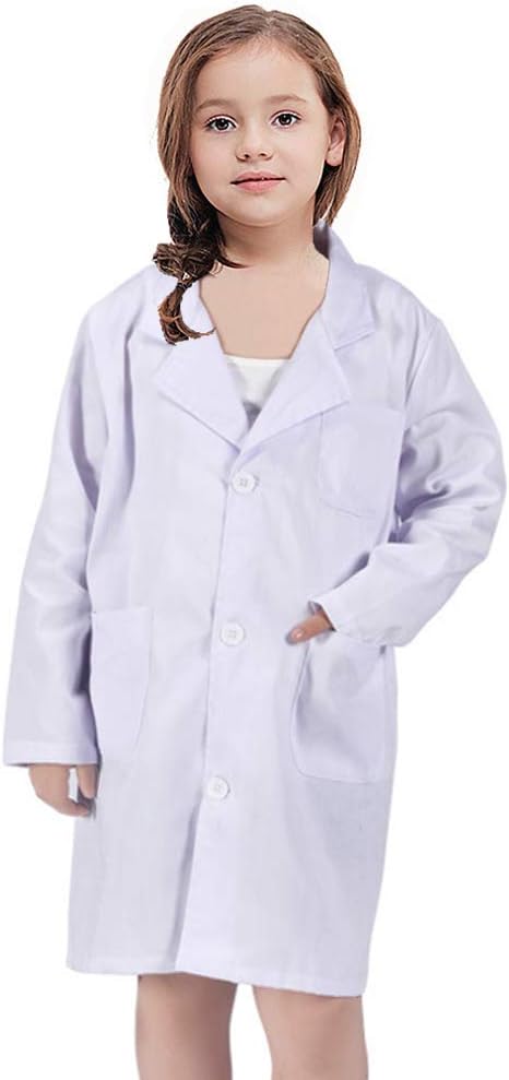 White Kid Lab Coat for Scientist Doctors Role Play Costume Set for Career Day