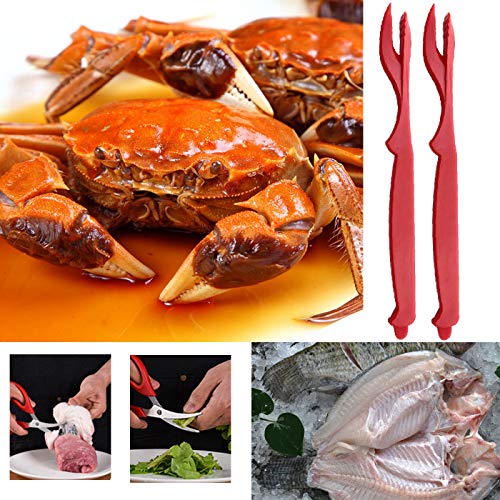 Luckkyme Seafood Tools, Lobster Crab Crackers Lobster Shellers Seafood Forks Seafood Forks(8 Pieces, red)