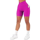 SUUKSESS Women Cross Workout Shorts with Pockets 5" High Waist Booty Biker Short