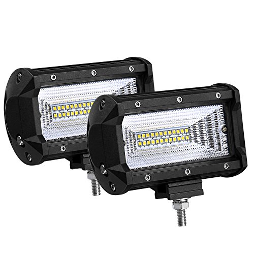 LED Pods Lights, AKD Part 2pcs 144W LED Light Bar OSRAM Flood Beam Driving Light LED Work Lights 5 inch Off Road LED Lighting for Truck, Boat, Motorcycle, Pickup, Jeep, SUV, ATV, UTV, 2 years Warranty