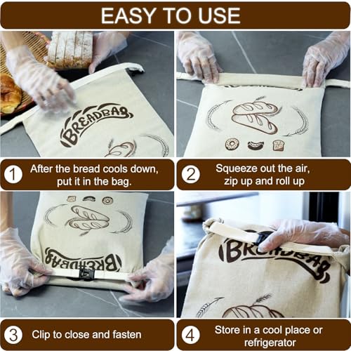 FLYAMAPIRIT Beeswax Bread Bag for Sourdough, Large Reusable Bread Bag with Beeswax and Linen for Longer Freshness, Sustainable and Washable Bags for Sourdough Bread (Pack of 2)