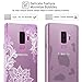 Casetego Compatible with Galaxy S9 Plus Case,Clear Soft Flexible TPU Case Rubber Silicone Skin with Flowers Floral IMD Printed Back Cover for Samsung Galaxy S9 Plus-Purple Flower