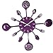 UNIQUEBELLA Metal Kitchen Cutlery Utensil Wall Clock Spoon Fork Home Decor Wanduhr horloge murale Deep Purple