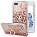 iPhone 7 Plus Case with 360° Ring Holder - SUPVIN Fashion Crystal Clear Quicksand Liquid, Floating Luxury Bling Glitter Sparkle Diamond Ultra Thin Case for 5.5 inch iPhone 7 Plus / 8 Plus (Rose Gold)