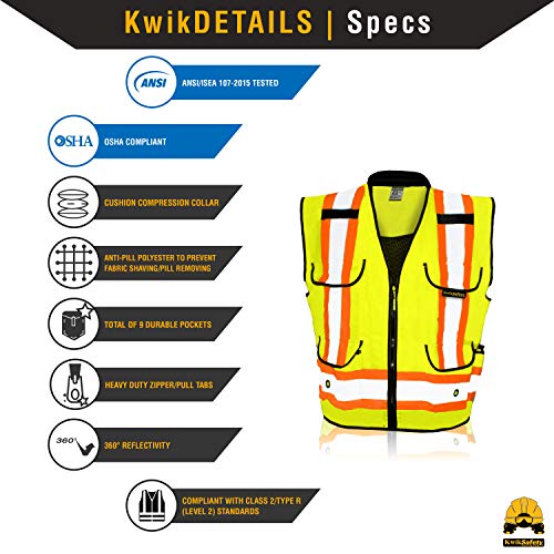 KwikSafety GODFATHER Safety Vest | Class 2 ANSI/OSHA, 9 Pockets, Cushioned Collar, Tablet Pocket - View #7