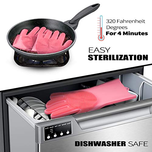 UPGRADE Large Magic Saksak Silicone Gloves, SJ Silicone Cleaning Gloves for Kitchen Bathroom Cleaning, Pet Hair Care, Car Washing (1 Pair, Pink) - Thumbnail 6