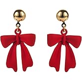 Red Bow Earrings for Women Red Bow Christmas Bowknot Stud Earrings New Years Holiday Festival Christmas Jewelry