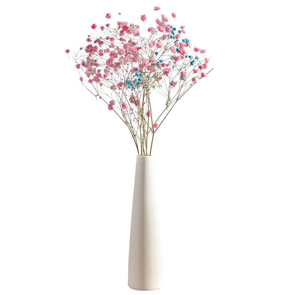 22CM White Tall Conic Glass Flower Vase Decorative Floral Vase Taper Vase Table Top Small Narrow Neck Vases for Home Wedding Table Bedroom Living Room Office Desk