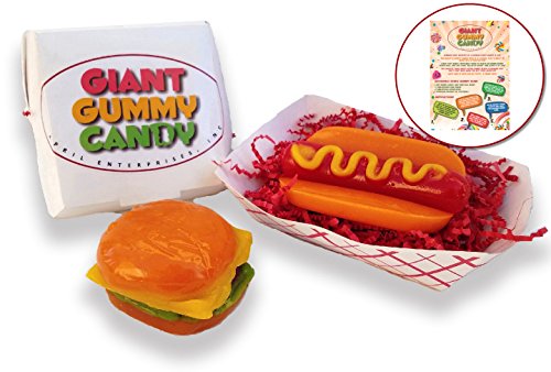 Giant Gummy Combo Hot Dog (7oz) & Giant Gummy Burger (7oz) - with a Custom Gift Card