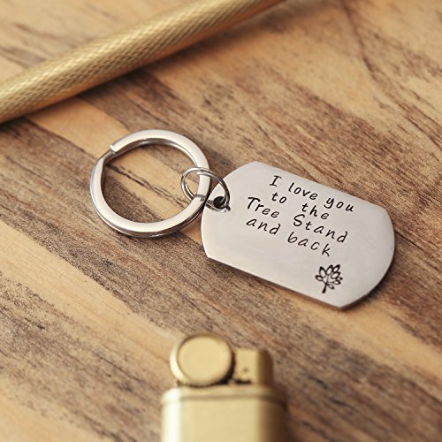 Udobuy I Love You to The Tree Stand and Back Hand Stamped Keychain Gift for Dad Daddy Keychain Hunting Keychain Father Son Hunting Dad Gift
