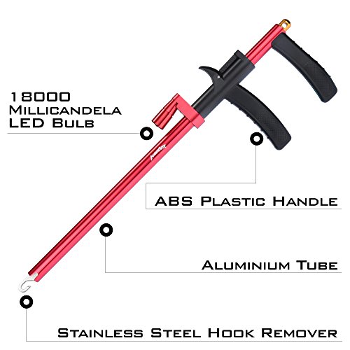 MadBite Hook Out Fish Hook Remover - Various Styles of Corrosion Resistant Hook Removal Tools for the Safe Removal Of Hooks and Fishing Lures (Red - 13.6")