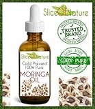 Moringa Oil Virgin 100% Pure Cold Pressed Moringa Oil for Hair, Face, Body - Moringa Oleifera Seed Oil by Slice Of Nature 4 ounce