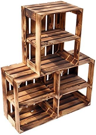 Flambierte Geflammte Massive Obstkisten Als Regal Oder Als Klassische Kiste Ca 49 X 42 X 31 Cm Apfelkisten Weinkisten Aus Dem Alten Land 3 Stuck Geflammte Offen Mit Quer Einlage Amazon De Kuche Haushalt
