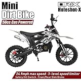 DR-X Kids Dirt Bike Holeshot-X 50cc Gas Power Mini Dirt Bike 20inches Seat Height Dirt Off Road Motorcycle, Pit Bike Fully Automatic Transmission, White(Decal may slightly diff from photo)