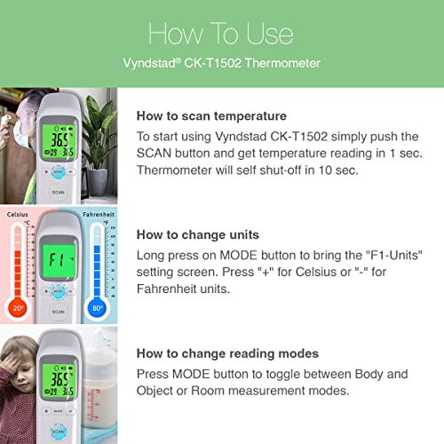Vyndstad CKT1502 Infrared Forehead Thermometer for Adults and Kids