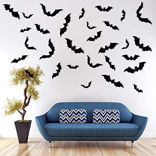 ZPOKA-60PCS-Halloween-Party-Supplies-PVC-3D-Decoration-Realistic-Horror-Bat-Wall-Decal-Wall-Sticker-DIY-Halloween-Decoration-Home-Interior-Window-Decoration-Set-Balck