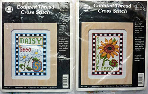 Two Needle Magic Counted Cross Stitch with Frame Kits - Daisy - #935 - Sunflower - #937
