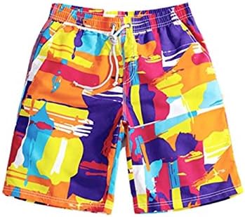 nuosife Men Swim Trunks Quick Dry colorful Splicing Board Shorts Full Mesh Lining
