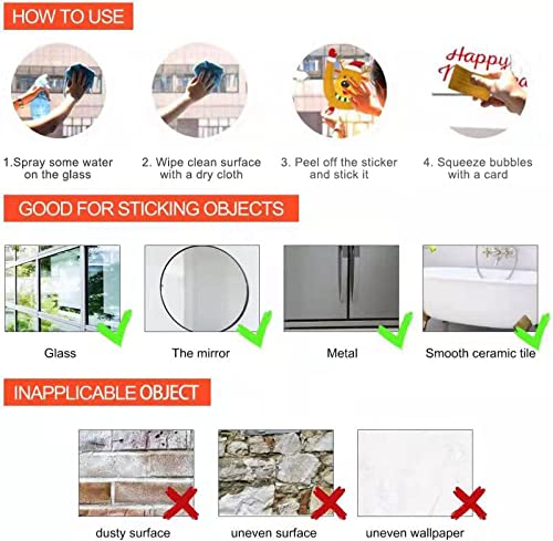 Sazfli 50 PCS Christmas Window Cling 4 Sheet Self-Adhesive Stickers for Glass Wall Cabinet Refrigerator, Xmas Holiday Decals Decorations Snowflake Santa Claus Decals for Party
