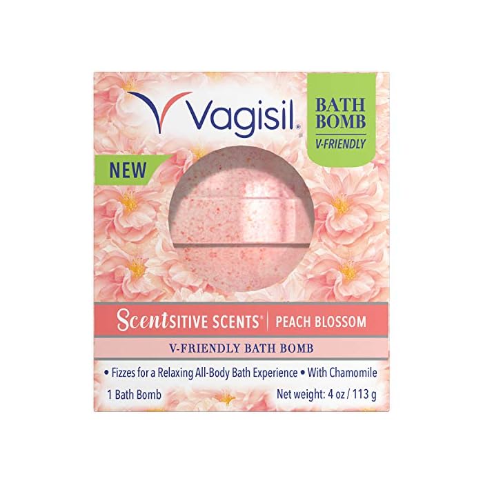 Vagisil Scentsitive Scents V-friendly Bath Bomb PH-Friendly for Sensitive Vaginal Skin, Peach Blossom