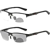 willochra Sports Transition Photochromic Bifocal Reading Glasses for Men Safety Glasses with Readers Wrap Around sunglasses