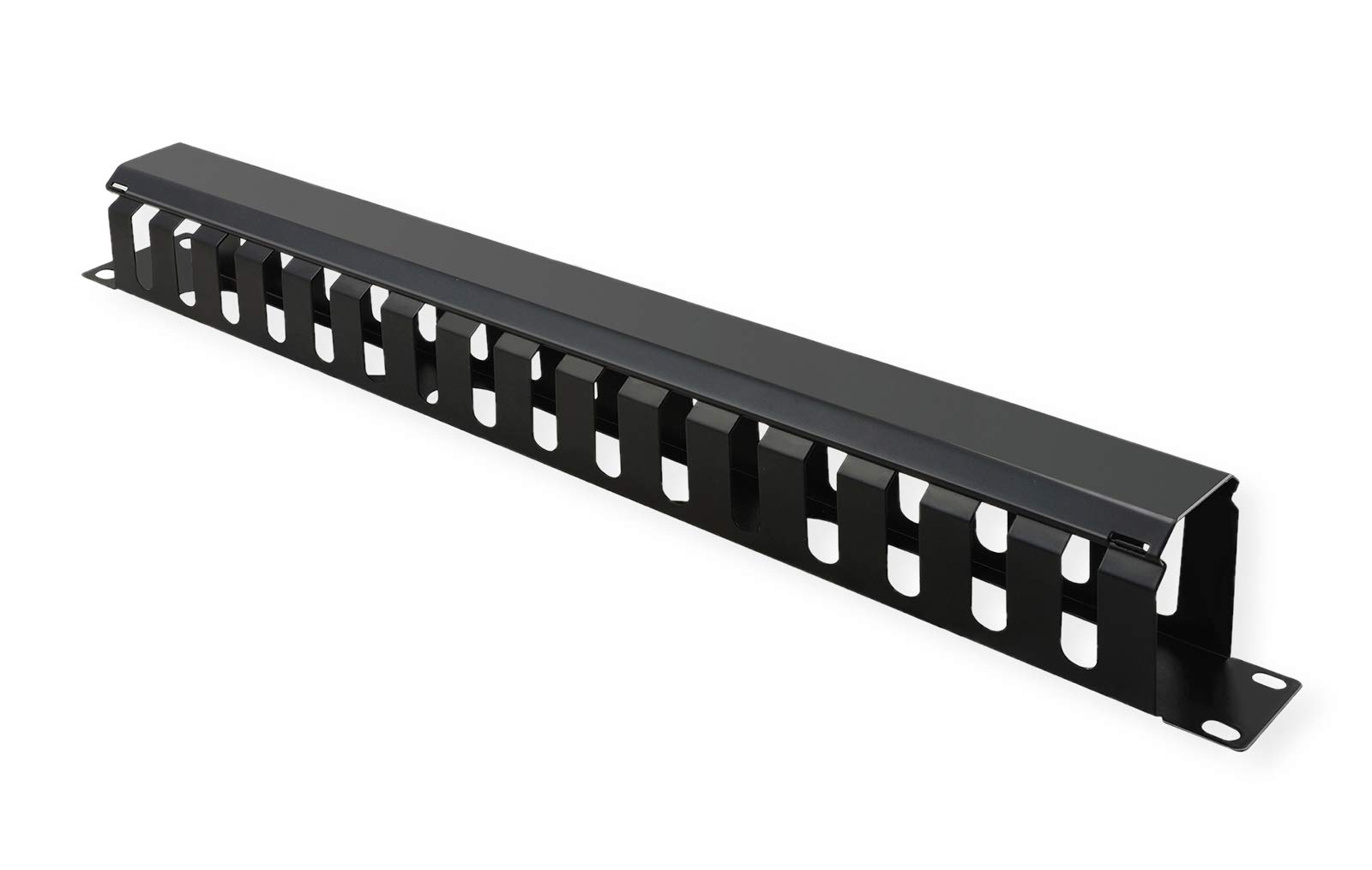 VALUE 19 inch front plate 1 U with manoeuvring channel 40 x 40 mm, black
