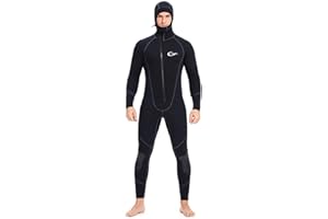 Wetsuits Men's Ultra Stretch 7Mm Neoprene Wetsuit, Winter Warm Front Zip Full Body Diving Suit for Snorkeling Scuba Diving Sw