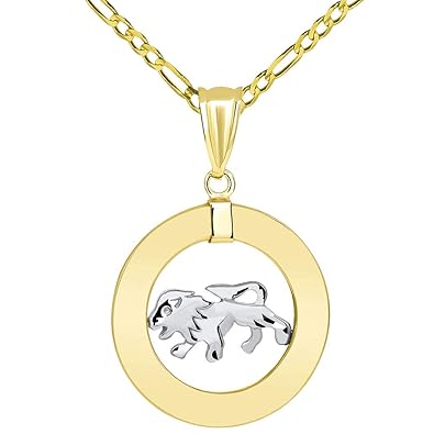 14k Two Tone Gold Open Circle Leo Zodiac Sign #zodiac #sign #pendants #gold 14k Two Tone Gold Open Circle Leo Zodiac Sign
