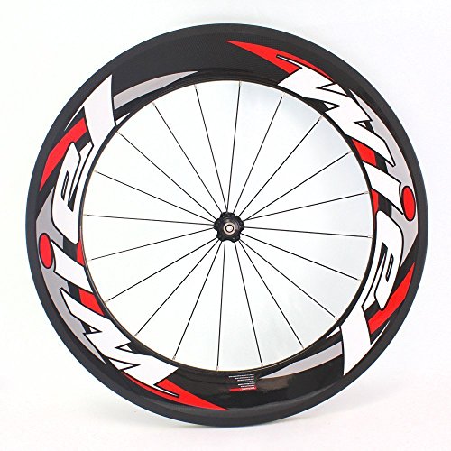 Wiel 700c 88mm Carbon Fiber Road Bike Tubular Wheels Bicycle Wheelset for Shimano - 3k Glossy Red White R88t