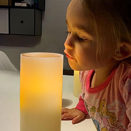 AMAGIC Set of 6 Battery Operated Candles White （H 4" 5" 6" 7" 8" 9" x D 3"）- Real Wax Flameless Candles Bulk with Remote & Timer - Led Candles Flameless Pillar (AA Batteries not Included) - Thumbnail 3