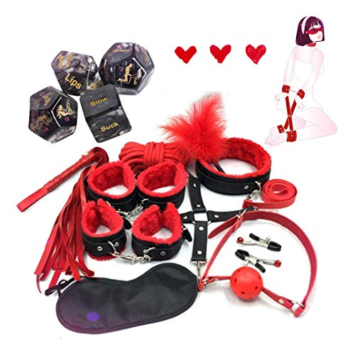 DanTanes-Coppia-di-Accessori-per-Costume-Cosplay-in-Peluche-Rosso-Regolabile-da-9-Pezzi-piu-Dadi-Divertenti