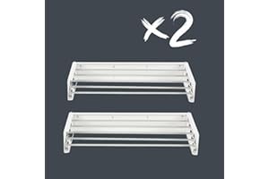 Foxydry Hide Wall Mounted Retractable Clothes Airer - Indoor/Outdoor Foldable Balcony Airer (2X White, 71 cm / 28 in)