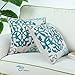 CaliTime Canvas Throw Pillow Cover Case for Couch Sofa Home Decoration Three-Tone Floral Compass Geometric 18 X 18 Inches Teal/Duck Egg/Gray