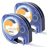 Airmall Compatible Label Tape Replacement for DYMO Iron-on Fabric Labels 18771, 2 Roll, to use with DYMO LT LetraTag LT-100H Printers, 1/2 Inch x 6.5 Feet (12mm X 2m), Black on White Clothes Labels
